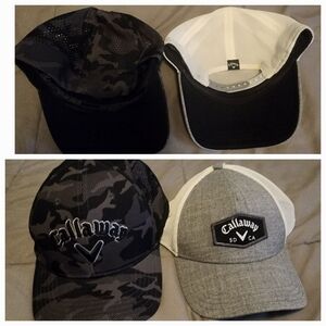 Callaway Black Camo Flexfit  and Gray Trucker Hats- Set Of 2